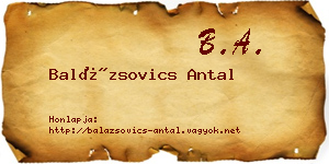 Balázsovics Antal névjegykártya